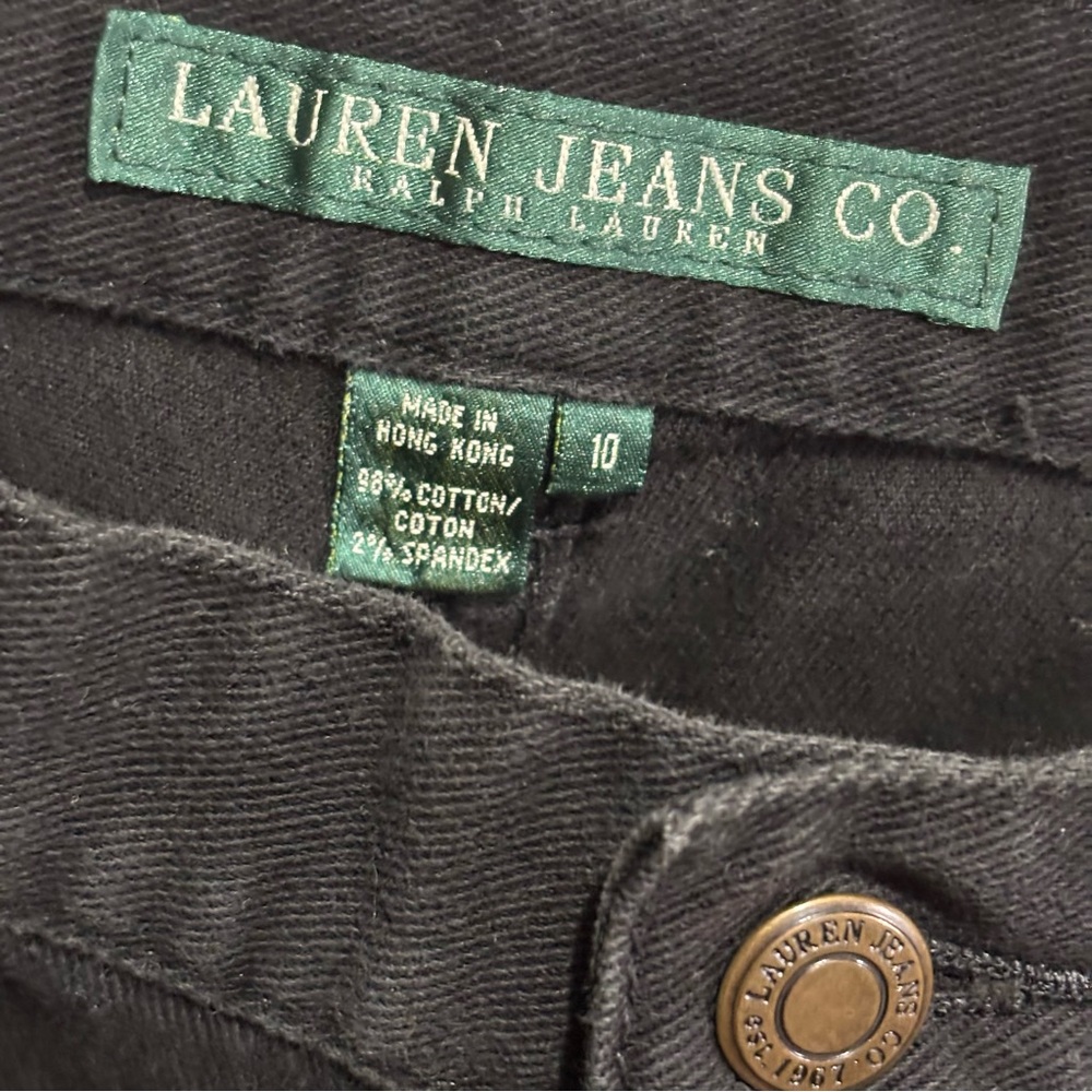 Ralph Lauren Bootcut Jeans Size 10 Black Lace Embroidered Crochet Detail - Picture 8 of 9